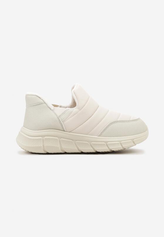 Beżowe Pikowane Sneakersy na Grubej Tłoczonej Platformie Verta 4