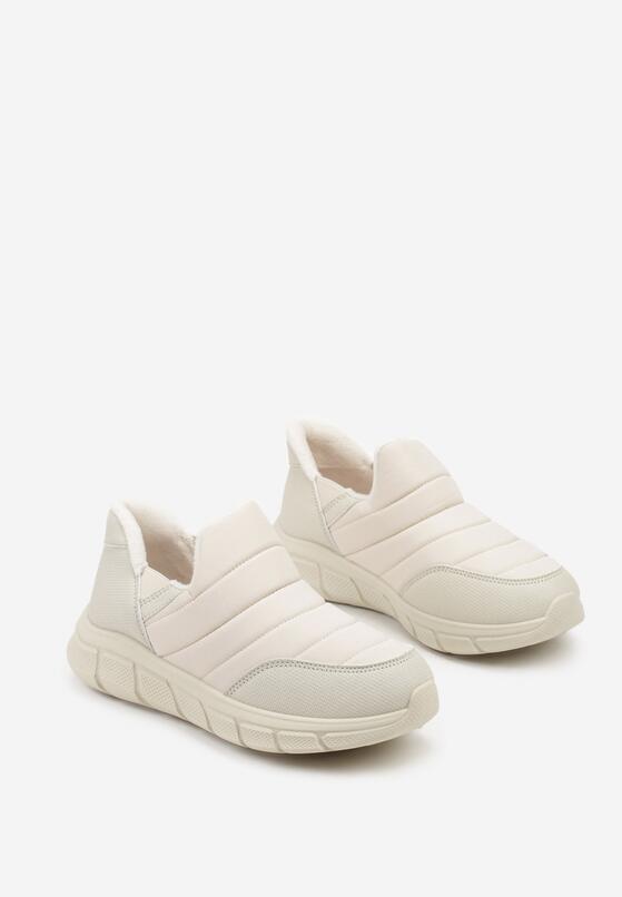 Beżowe Pikowane Sneakersy na Grubej Tłoczonej Platformie Verta 5