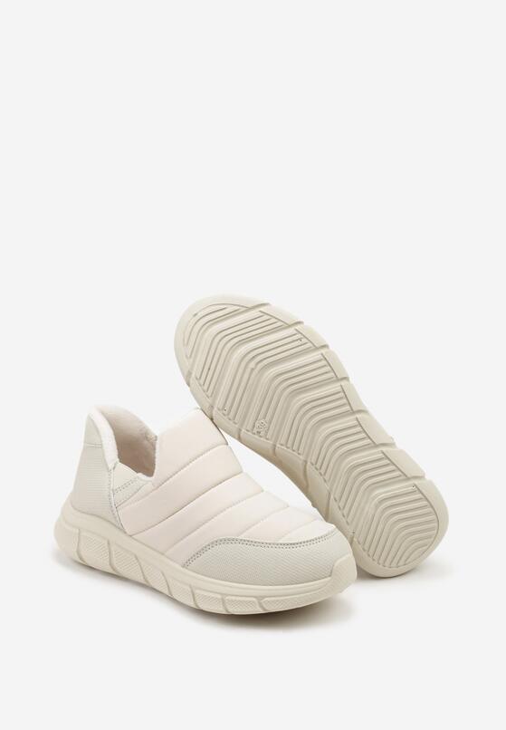 Beżowe Pikowane Sneakersy na Grubej Tłoczonej Platformie Verta 7