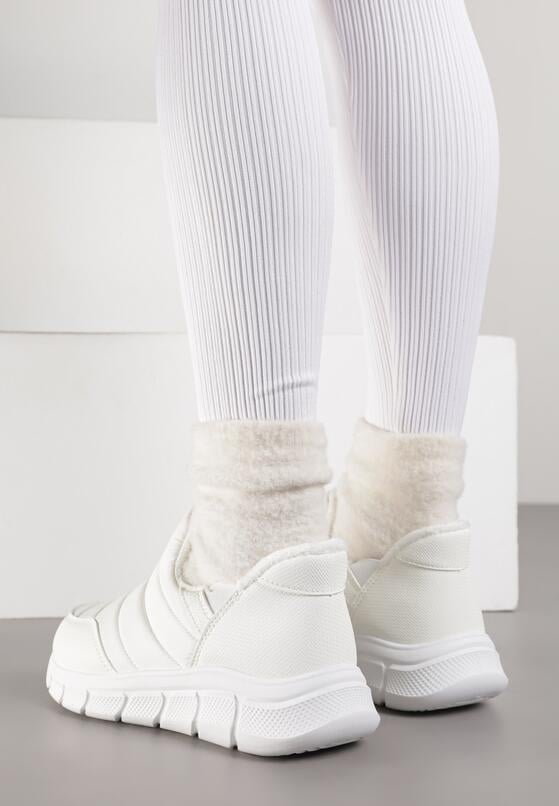 Białe Pikowane Sneakersy na Grubej Tłoczonej Platformie Verta 3