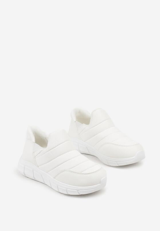Białe Pikowane Sneakersy na Grubej Tłoczonej Platformie Verta 5