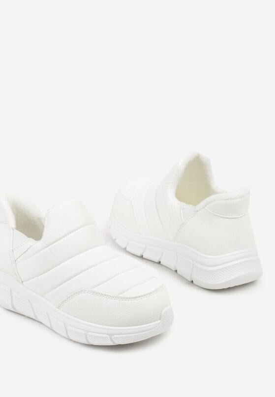 Białe Pikowane Sneakersy na Grubej Tłoczonej Platformie Verta 6