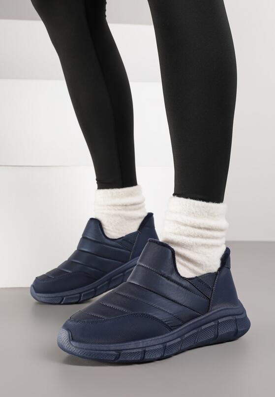 Niebieskie Pikowane Sneakersy na Grubej Tłoczonej Platformie Verta 1
