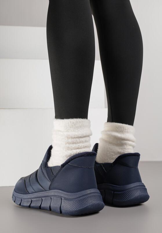 Niebieskie Pikowane Sneakersy na Grubej Tłoczonej Platformie Verta 3