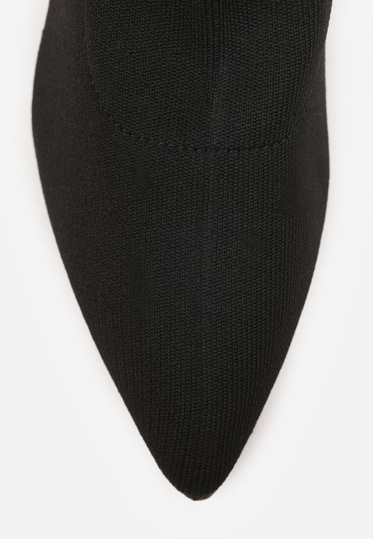 Czarne Botki Vices na Metalicznej Szpilce Kaczuszce ze Skarpetową Cholewką Vamige 8