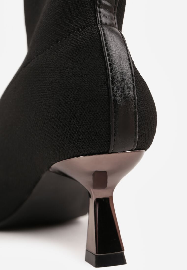 Czarne Botki Vices na Metalicznej Szpilce Kaczuszce ze Skarpetową Cholewką Vamige 9