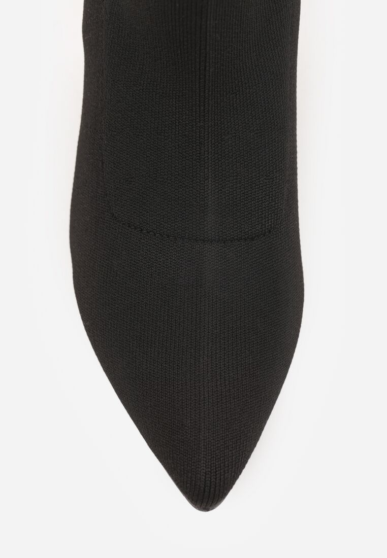 Czarne Wsuwane Botki Vices na Klepsydrowym Obcasie Zdobionym Cyrkoniami Chrisea 8