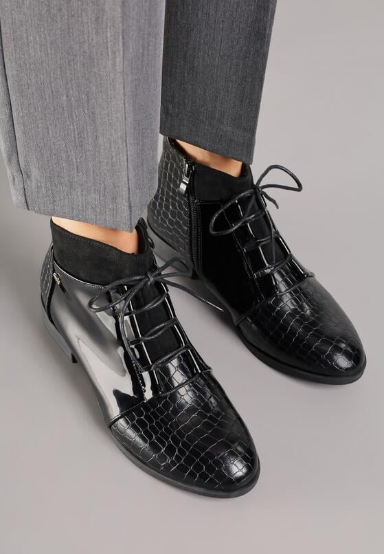 Czarne Sznurowane Botki Vices z Eleganckim Stylu Viellie 3