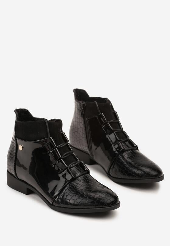 Czarne Sznurowane Botki Vices z Eleganckim Stylu Viellie 5