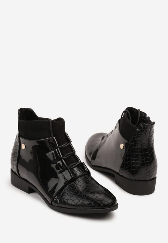 Czarne Sznurowane Botki Vices z Eleganckim Stylu Viellie 6