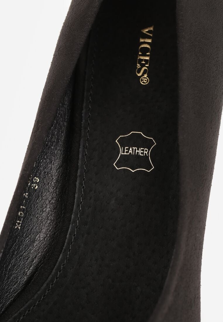 Czarne Czółenka Vices na Stożkowym Obcasie ze Skórzaną Wkładką Erani 9