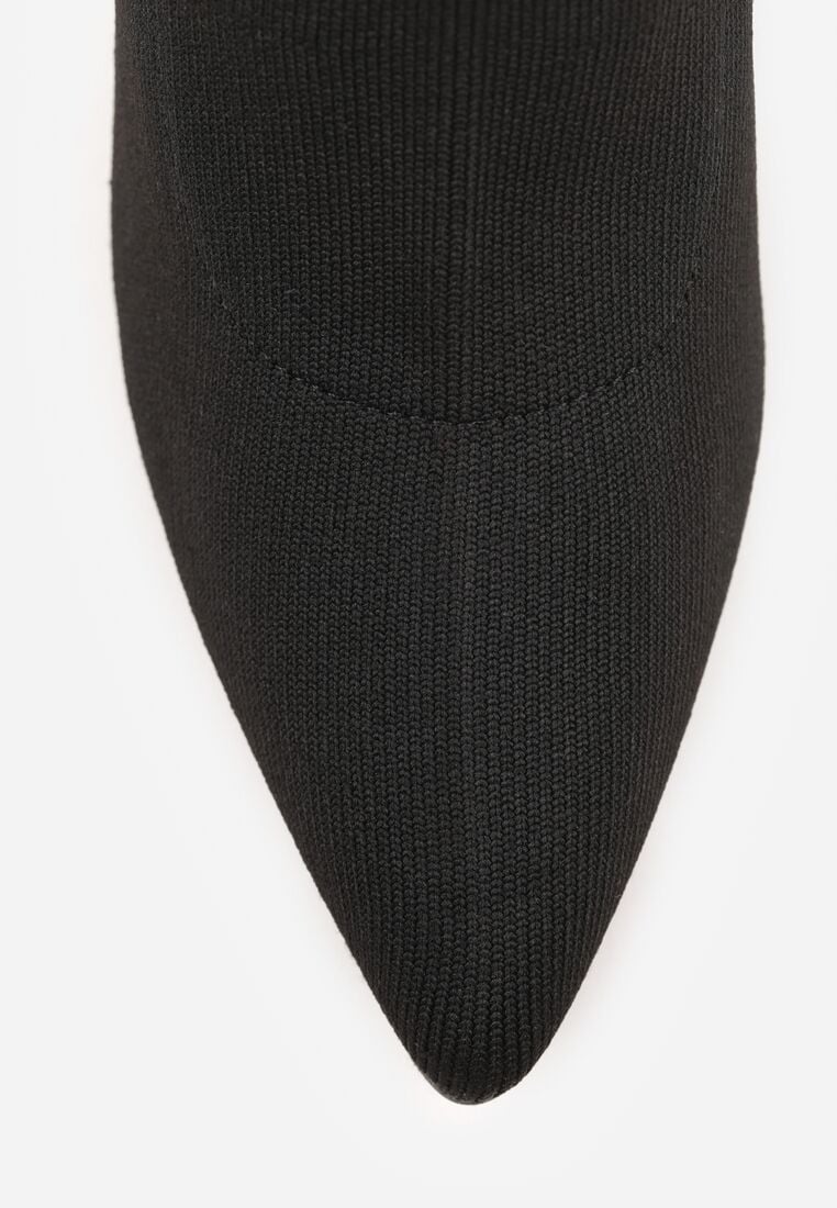 Czarne Skarpetkowe Botki Vices na Ozdobnej Szpilce ze Szpiczastym Noskiem Temire 8