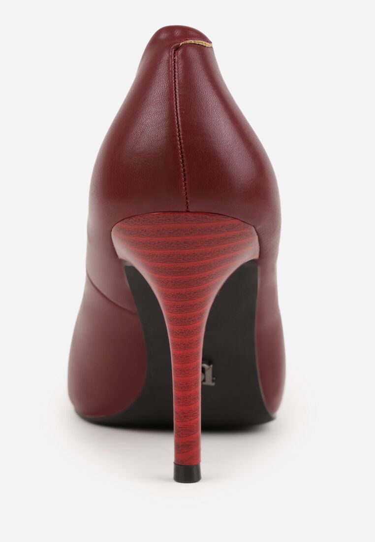 Bordowe Szpilki Vices ze Skórzaną Wkładką Amixie 8