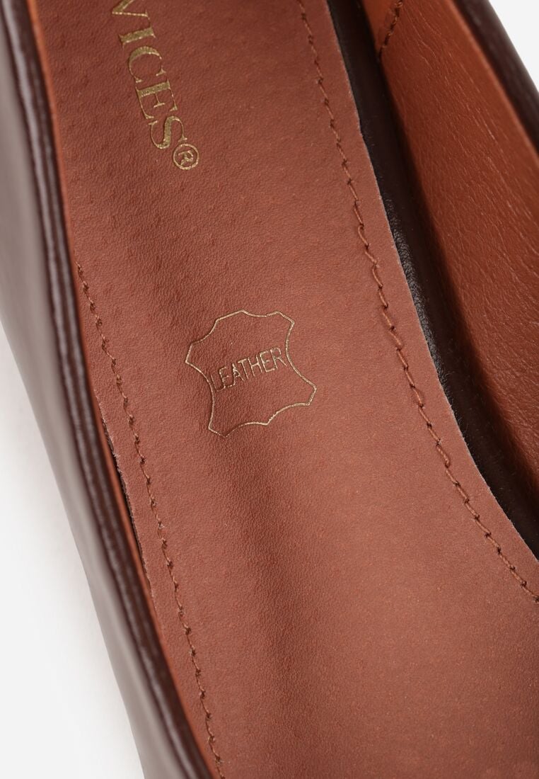 Brązowe Czółenka Vices na Geometrycznym Obcasie ze Skórzaną Wkładką Critissa 8