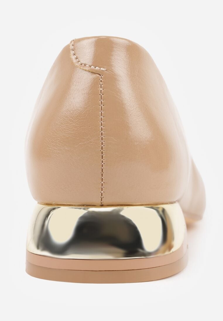 Ciemnobeżowe Czółenka Vices na Geometrycznym Obcasie ze Skórzaną Wkładką Critissa 8