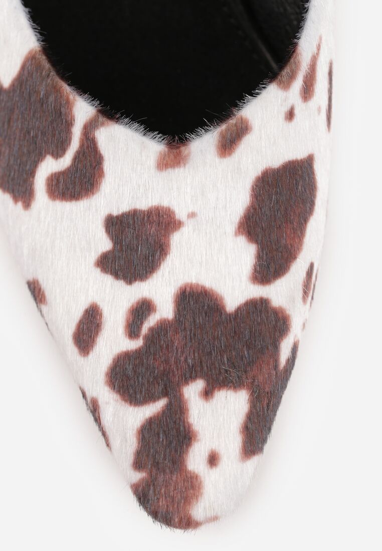 Pantofi cu toc Maro imprimeu stil văcuță 8