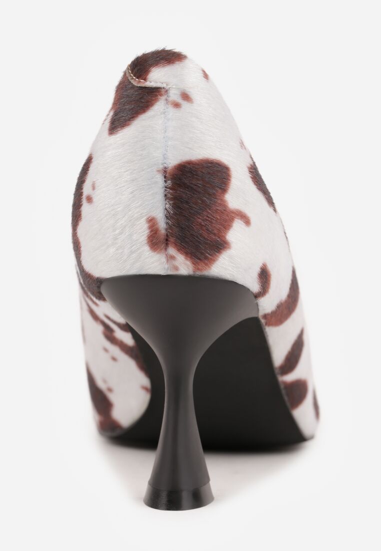 Pantofi cu toc Maro imprimeu stil văcuță 9