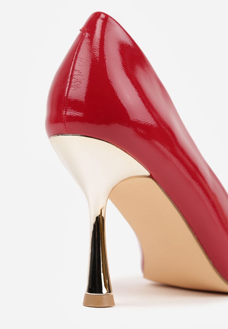Czerwone Lakierowane Szpilki Vices ze Skórzaną Wkładką i Metaliczną Wstawką Fallenisse 8