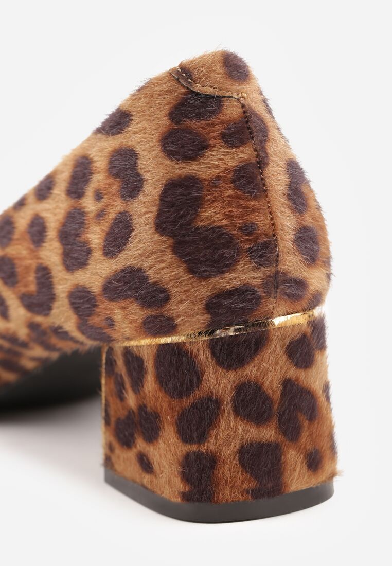 Panterkowe Czółenka na Obcasie Vices ze Skórzaną Wkładką Ozdobione Klamrą Aponelle 9