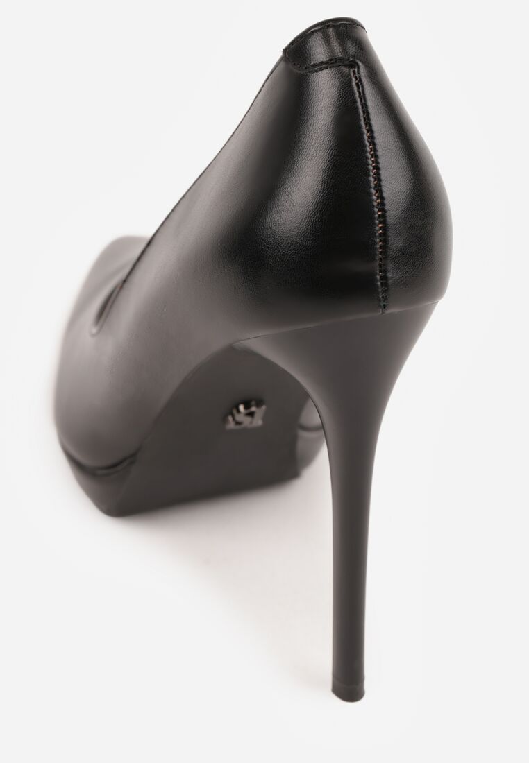 Czarne Szpilki Vices na Platformie ze Skórzaną Wkładką Racca 8