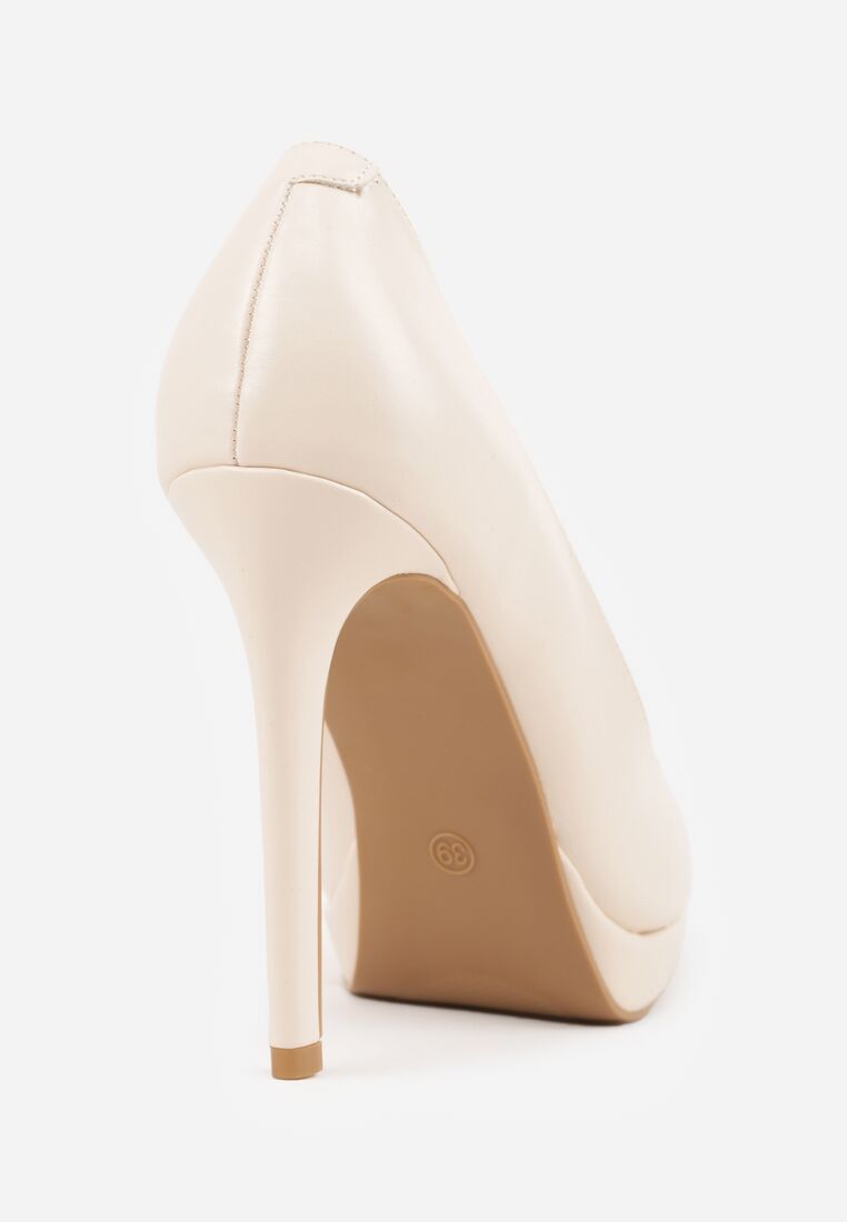 Jasnobeżowe Klasyczne Szpilki Vices z Wkładką ze Skóry Naturalnej Amarisse 8