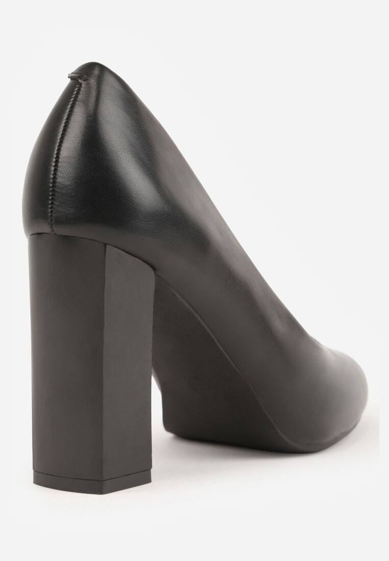 Czarne Czółenka Vices na Klockowym Obcasie z Wkładką ze Skóry Naturalnej Essenia 8