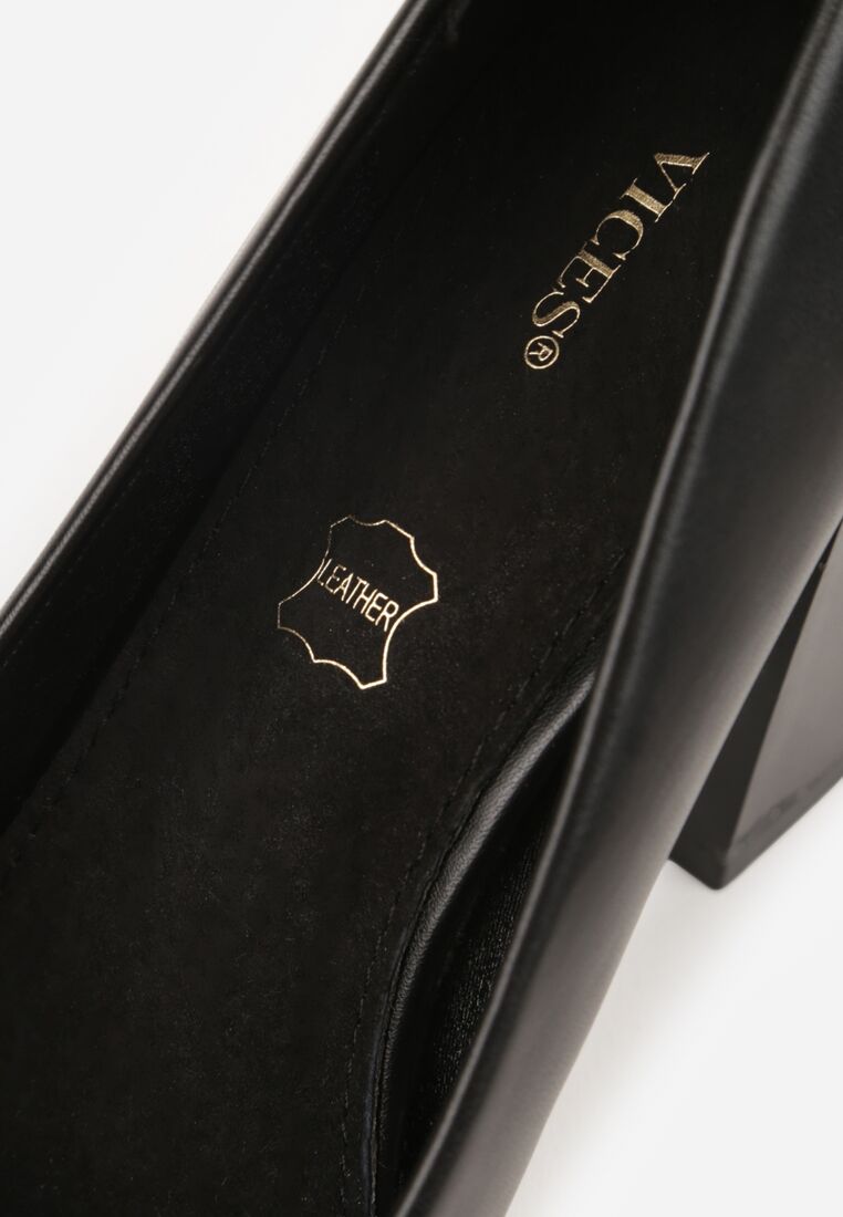 Czarne Czółenka Vices na Klockowym Obcasie z Wkładką ze Skóry Naturalnej Essenia 9