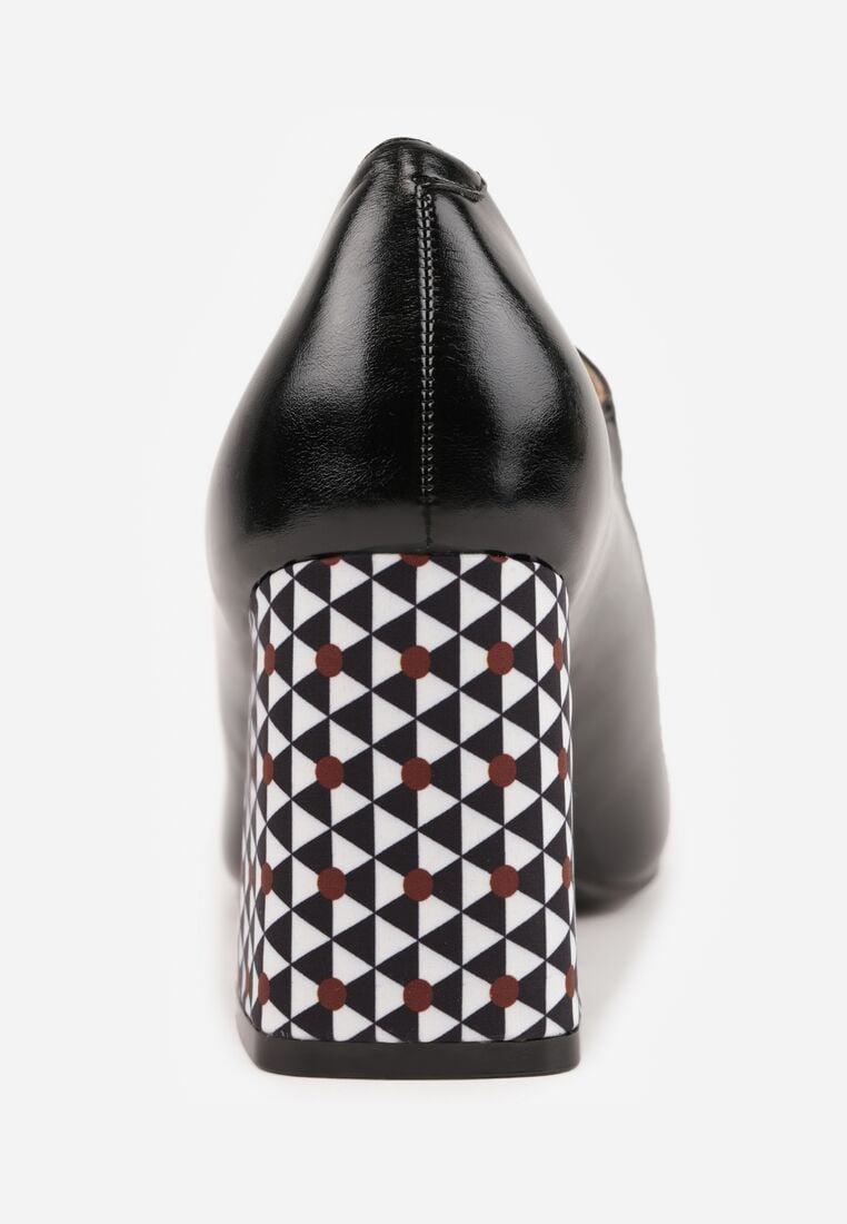 Czarne Czółenka Mary Jane Vices na Ozdobnym Słupku ze Skórzaną Wkładką Dadvire 8