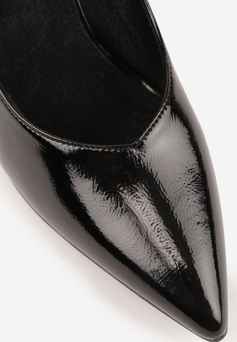 Czarne Lakierowane Czółenka Vices na Geometrycznym Obcasie ze Skórzaną Wkładką Midvire 9