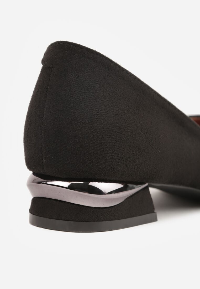 Czarne Czółenka Vices ze Skórzaną Wkładką na Obcasie z Aplikacją Celvila 9