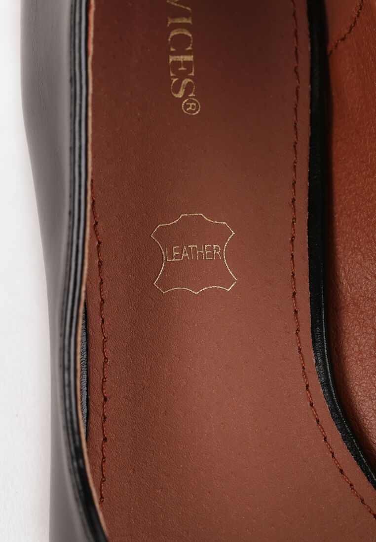 Czarne Lakierowane Czółenka Vices ze Skórzaną Wkładką na Obcasie z Aplikacją Celvila 9