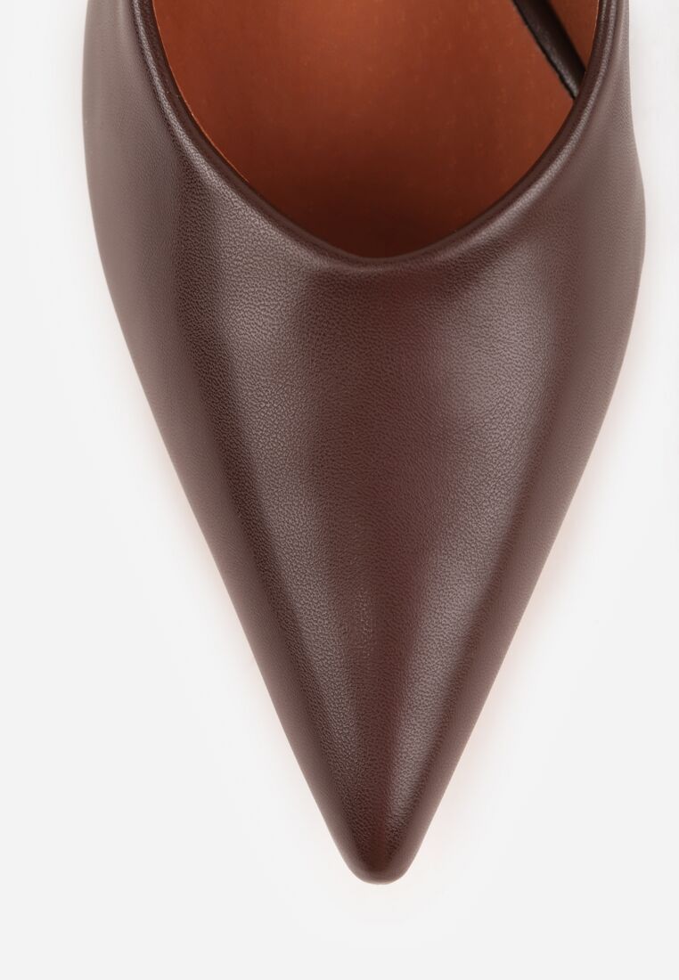 Ciemnobrązowe Czółenka Vices na Kaczuszce z Wkładką ze Skóry Naturalnej Amorrise 8