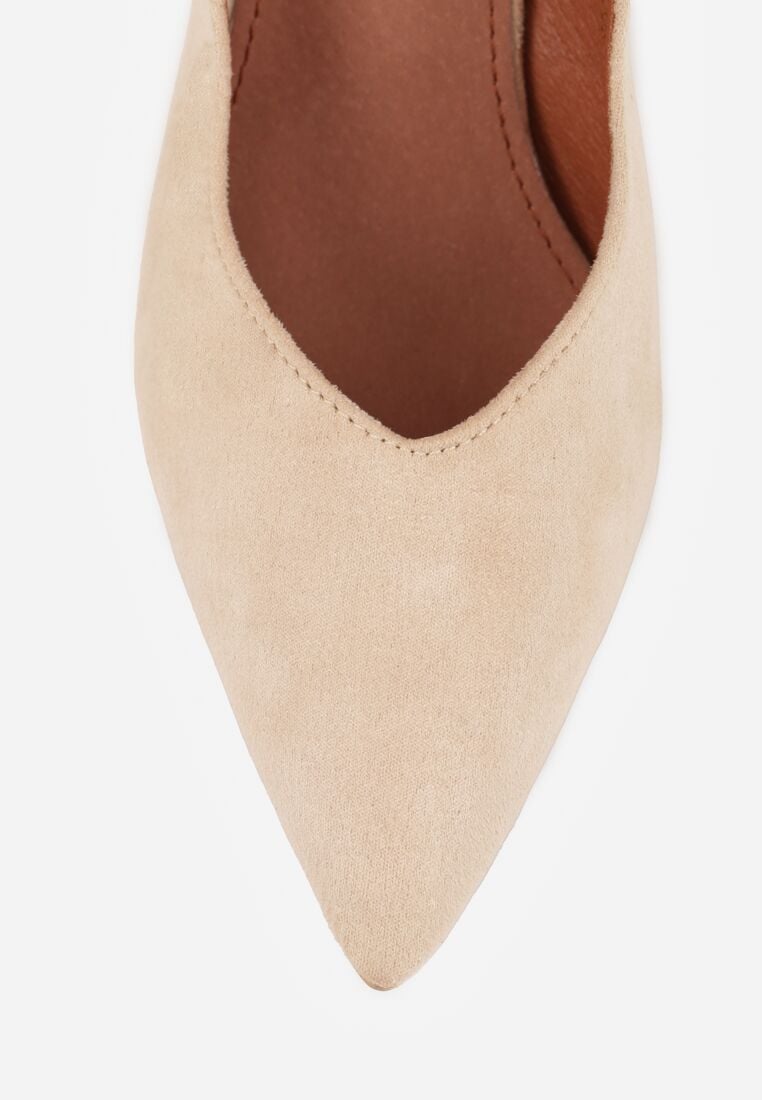 Beżowe Szpilki Vices ze Skórzaną Wkładką i Cyrkoniami Afirrive 8