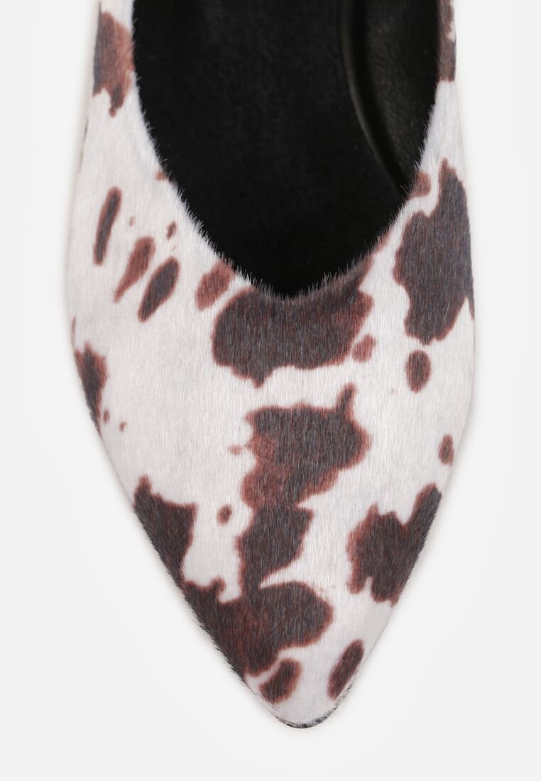 Pantofi cu toc Maro imprimeu stil văcuță 11