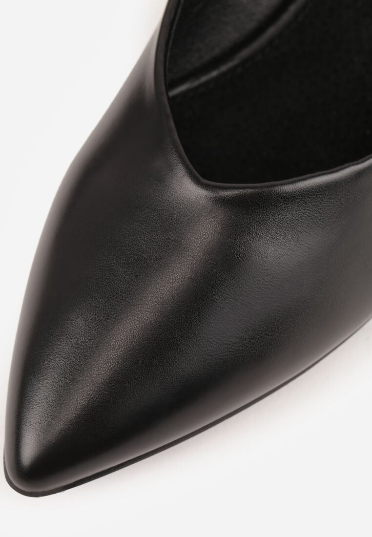 Czarne Czółenka Vices ze Skórzaną Wkładką Zdobione Metaliczną Aplikacją Daisse 8