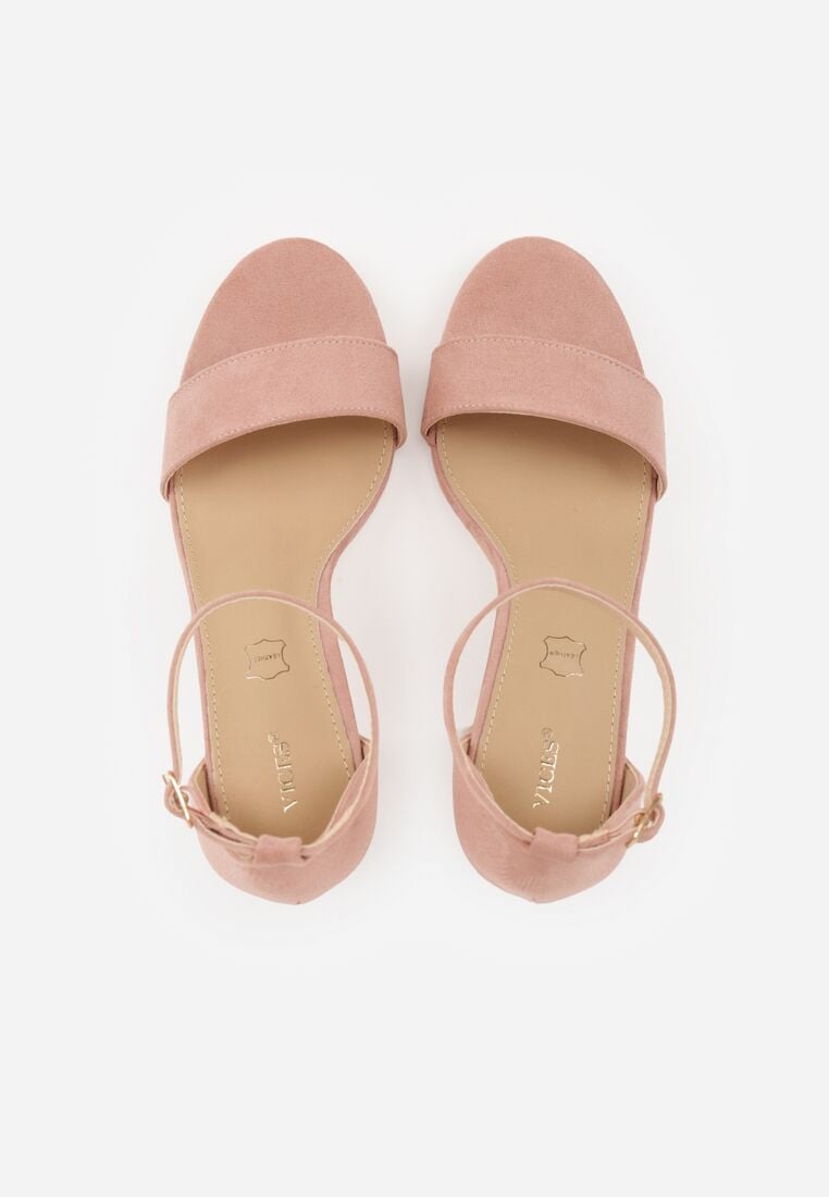 Jasnoróżowe Sandały Vices na Obcasie ze Skórzaną Wkładką Lishiria 6