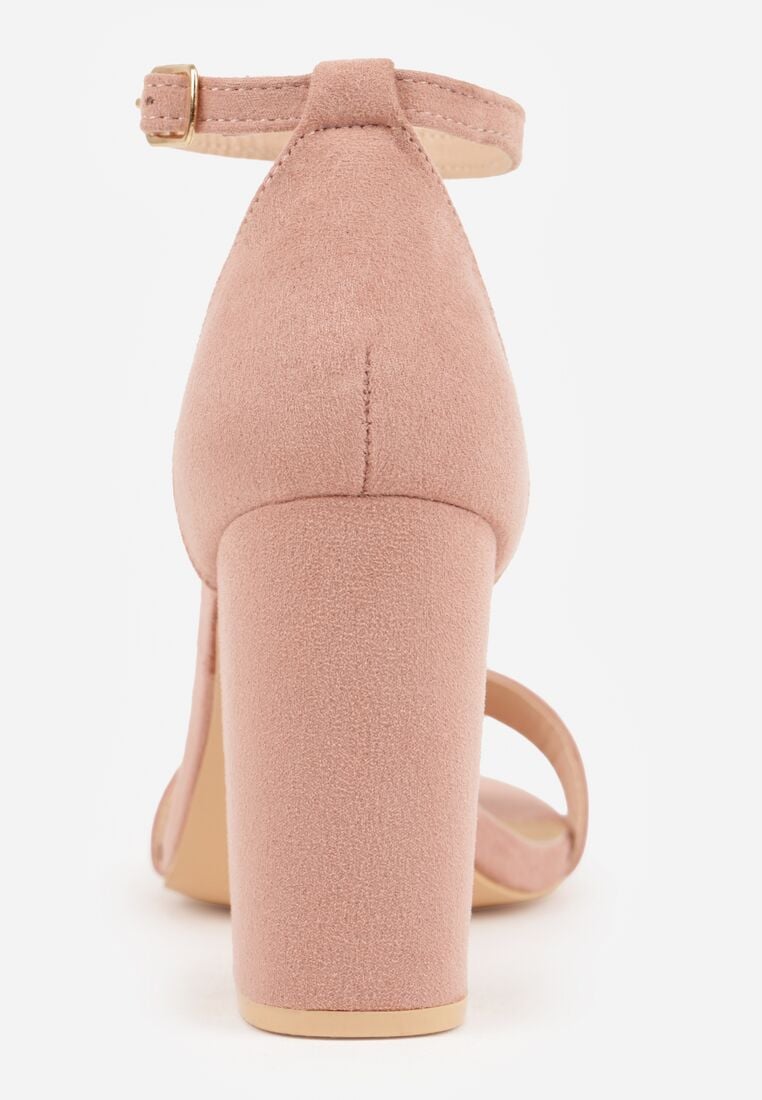 Jasnoróżowe Sandały Vices na Obcasie ze Skórzaną Wkładką Lishiria 8