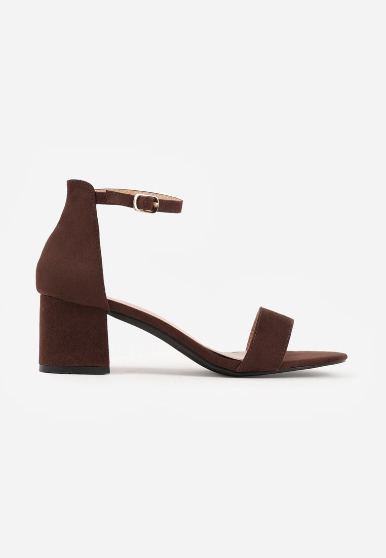Ciemnobrązowe Sandały Vices na Obcasie w Klasycznym Stylu Jelhiris 4