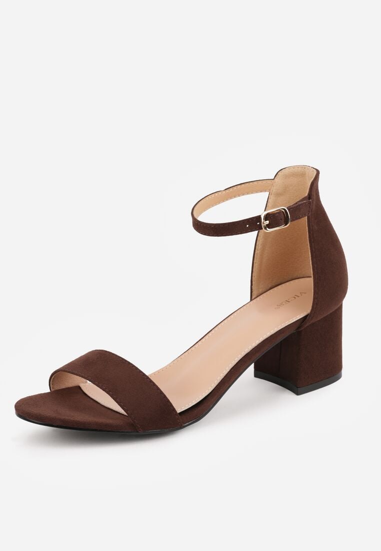 Ciemnobrązowe Sandały Vices na Obcasie w Klasycznym Stylu Jelhiris 5