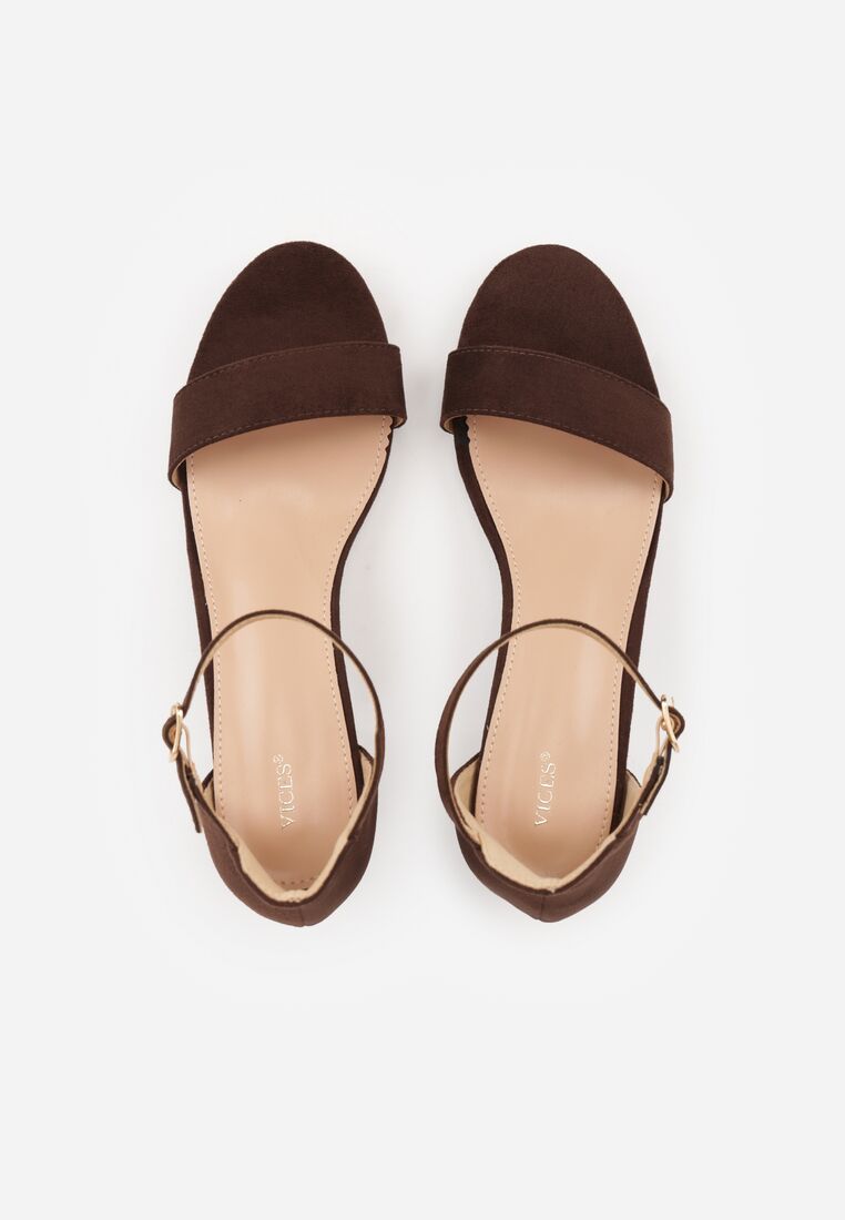 Ciemnobrązowe Sandały Vices na Obcasie w Klasycznym Stylu Jelhiris 6