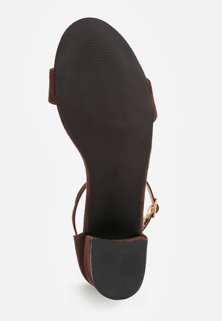 Ciemnobrązowe Sandały Vices na Obcasie w Klasycznym Stylu Jelhiris 7