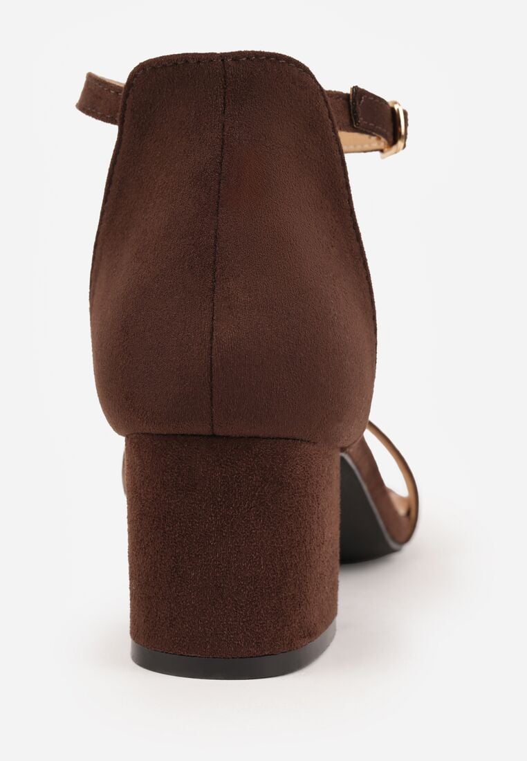 Ciemnobrązowe Sandały Vices na Obcasie w Klasycznym Stylu Jelhiris 9