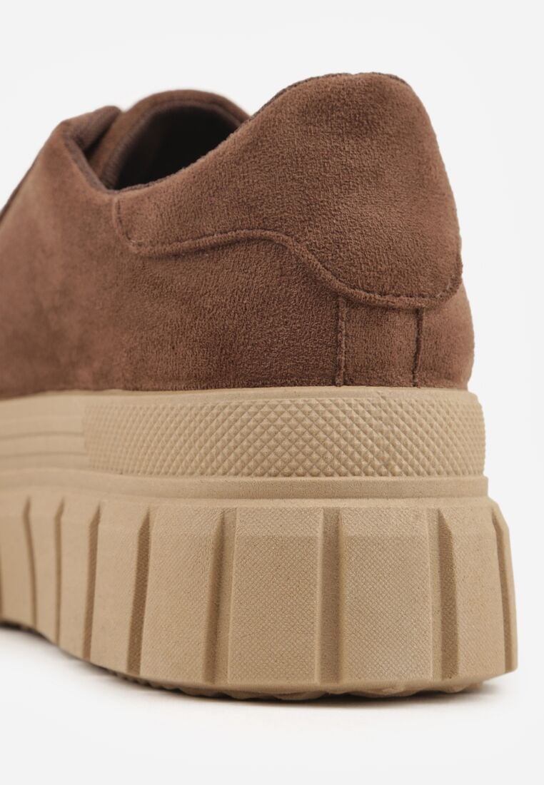 Jasnobrązowe Sneakersy Vices na Grubej Podeszwie z Geometryczną Aplikacją Leanae 8