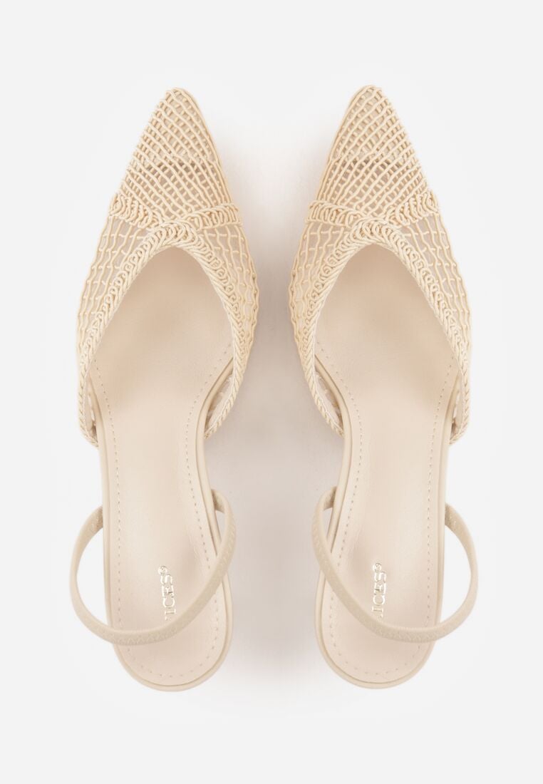 Beżowe Szpilki VICES z Siateczkową Cholewką Idahpeia 6