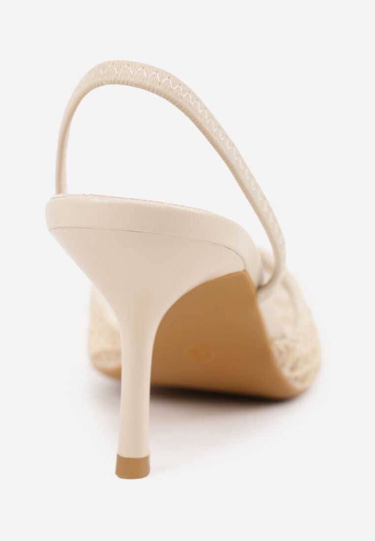 Beżowe Szpilki VICES z Siateczkową Cholewką Idahpeia 8