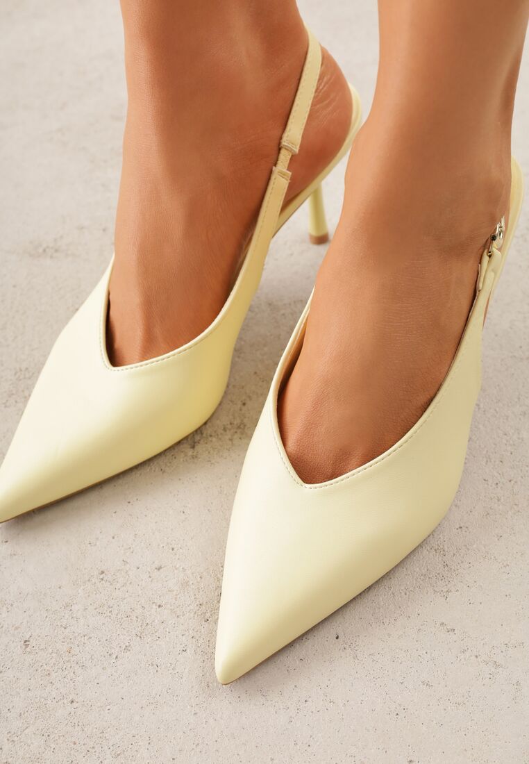 Żółte Szpilki VICES z Odkrytą Piętą i Wycięciem w Kształcie Litery V Natinawe 3