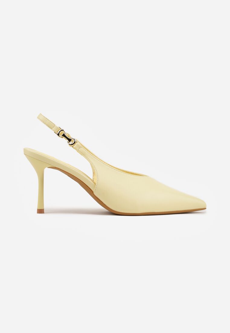 Żółte Szpilki VICES z Odkrytą Piętą i Wycięciem w Kształcie Litery V Natinawe 4