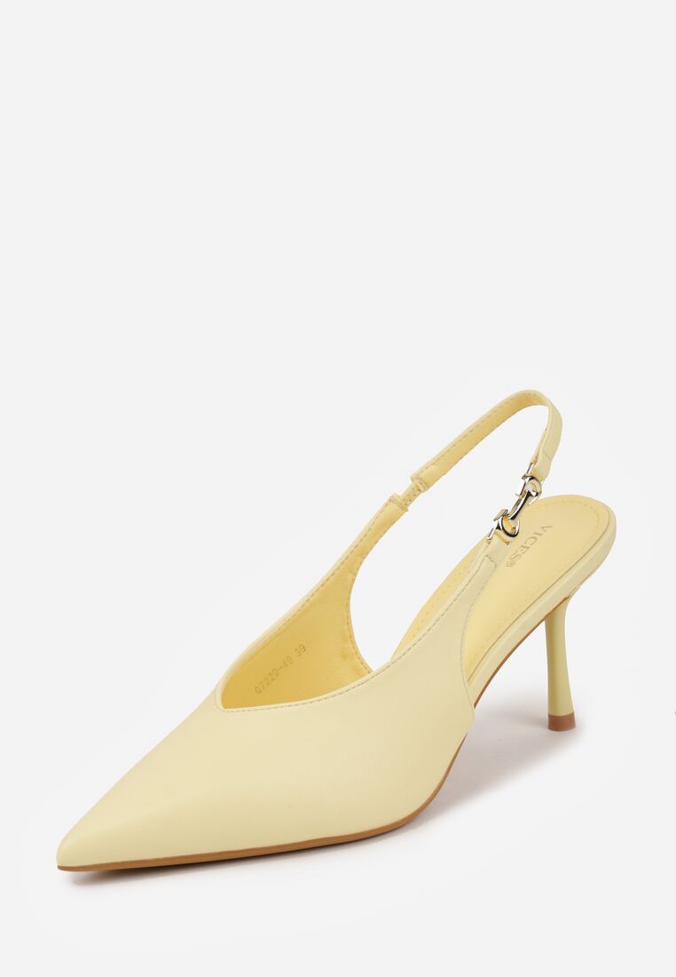 Żółte Szpilki VICES z Odkrytą Piętą i Wycięciem w Kształcie Litery V Natinawe 5