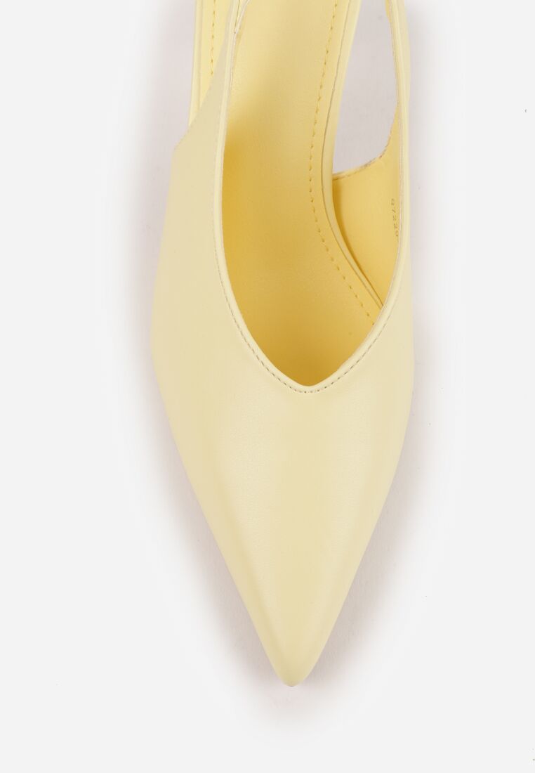 Żółte Szpilki VICES z Odkrytą Piętą i Wycięciem w Kształcie Litery V Natinawe 8
