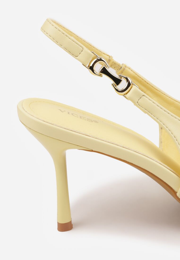 Żółte Szpilki VICES z Odkrytą Piętą i Wycięciem w Kształcie Litery V Natinawe 9
